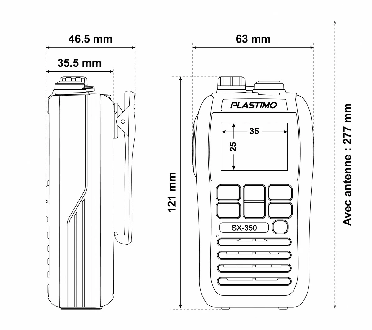 VHF Flottante étanche Compact SX-350 PLASTIMO – Image 3